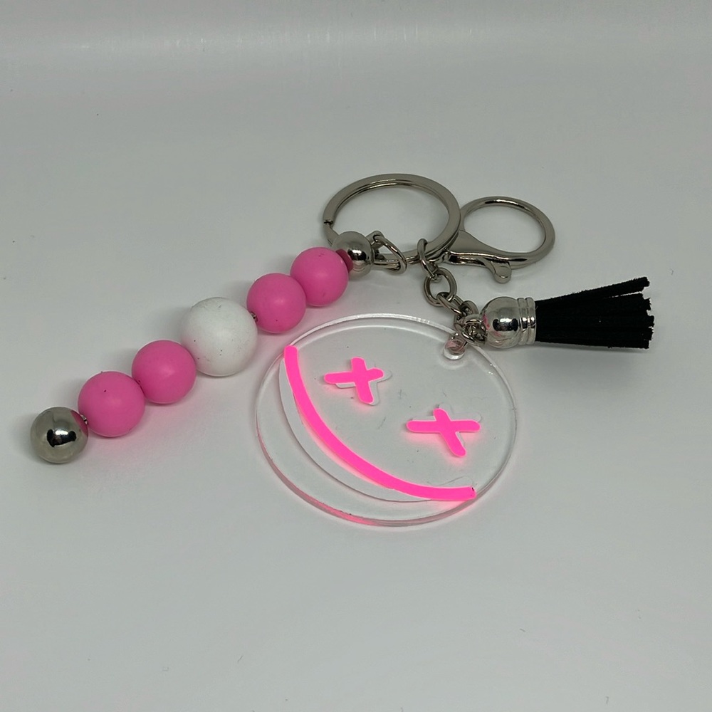 Silicone beaded rod keychain
